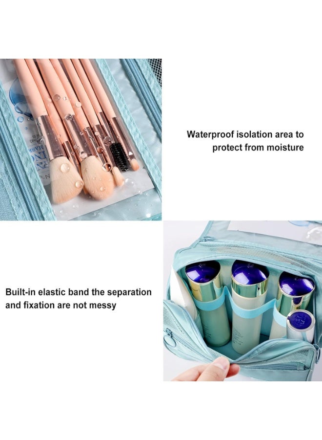 Foldable Hanging Travel Toiletry Bag,Waterproof Portable Travel Bags, Multifunction Travel Makeup Cosmetic Bag Organizer with Hanging Hook (Light Blue) - Image 4