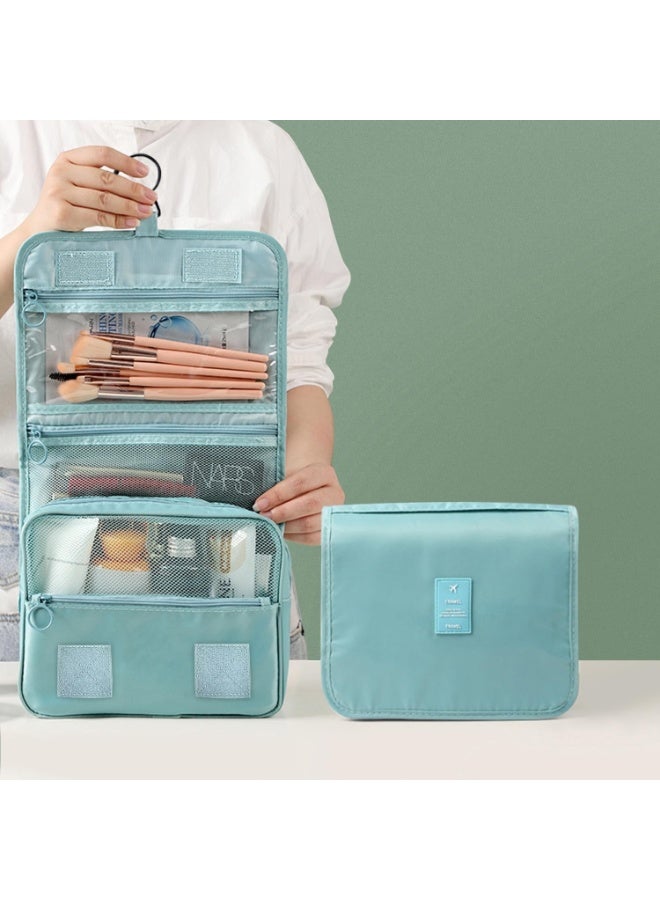 Foldable Hanging Travel Toiletry Bag,Waterproof Portable Travel Bags, Multifunction Travel Makeup Cosmetic Bag Organizer with Hanging Hook (Light Blue) - Image 5