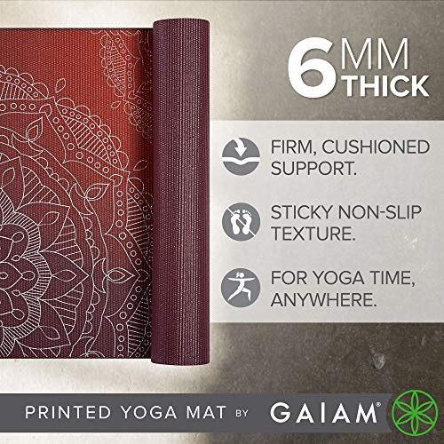 Gaiam Yoga Mat Premium Print Extra Thick Non Slip Exercise Fitness Mat for All Types of Yoga Pilates Floor Workouts Metallic Sunset 6mm - Image 3