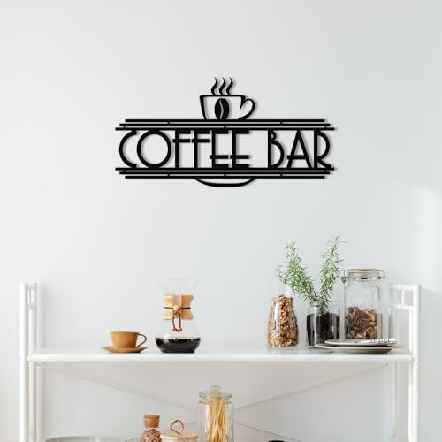 XORT Coffee Sign Metal Wall Decor, Coffee Bar Metal Wall Art, Black Metal Coffee and Tea Bar Wall Hanging for Kitchen Decor Accessories, 16 x 8 Inch - Image 2