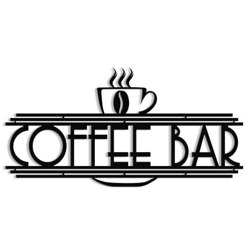 XORT Coffee Sign Metal Wall Decor, Coffee Bar Metal Wall Art, Black Metal Coffee and Tea Bar Wall Hanging for Kitchen Decor Accessories, 16 x 8 Inch - Image 1