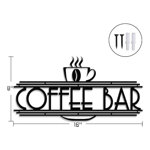 XORT Coffee Sign Metal Wall Decor, Coffee Bar Metal Wall Art, Black Metal Coffee and Tea Bar Wall Hanging for Kitchen Decor Accessories, 16 x 8 Inch - Image 5