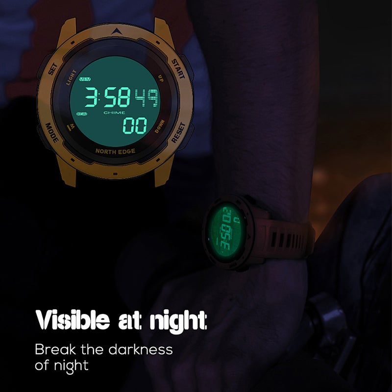 NORTH EDGE Sport Watch 50M Waterproof Pedometer Calories Counter EL Backlight - FSTN Technology Shockproof Lightweight Digital Watch for Swimming Sports - Image 3
