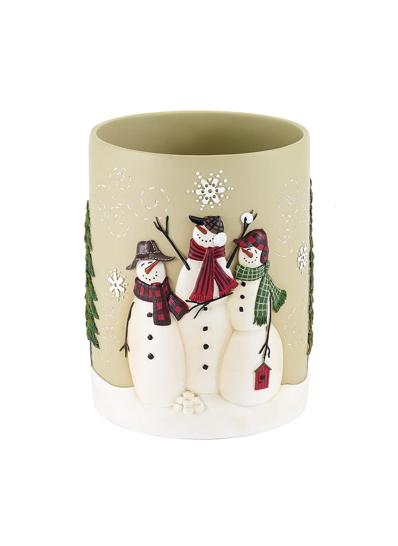 Avanti Linens Avanti Linens  Wastebasket Resin Bathroom Accessories Christmas Decorations Snowmen Gathering Collection 