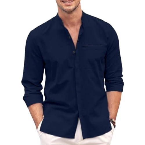 Bellstone Men's Solid Cotton Shirt | Casual | Plain | Full Sleeve | Summer-Regular Fit| Men Stylish Shirt | Everyday Formal Wear |Soft Breathable Fabric | Everyday Smart Casual Wear Navy Blue - Image 1