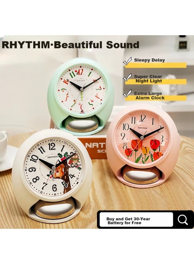 Rhythm High School, Middle School And Elementary Student-specific 2025 Model Silent Night Light Cute Alarm Clock For Children Boys Simple Practical Wake-up Device Loud Alarm Super Loud Cra862wr03 - Image 1