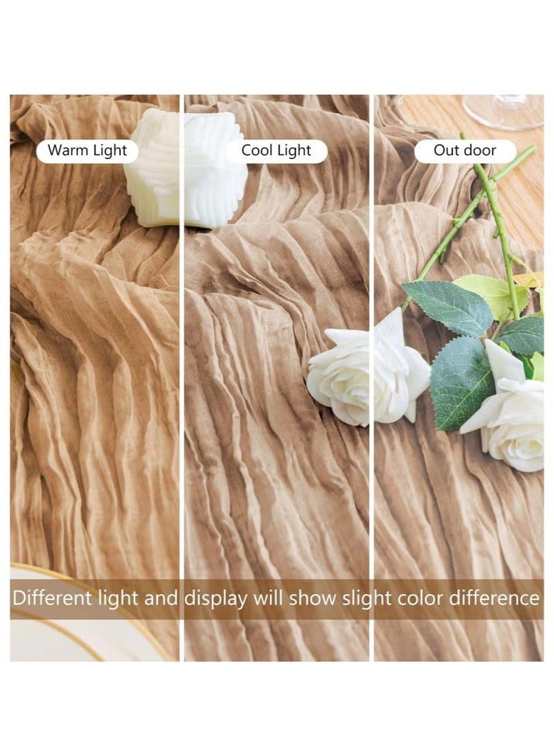 PINKSAMA Cheesecloth Table Runner, 90 x 400 cm Boho Gauze Table Decor, Translucent Tablecloth for Wedding Reception Bridal Shower Party Decoration Table Centerpiece - Image 3
