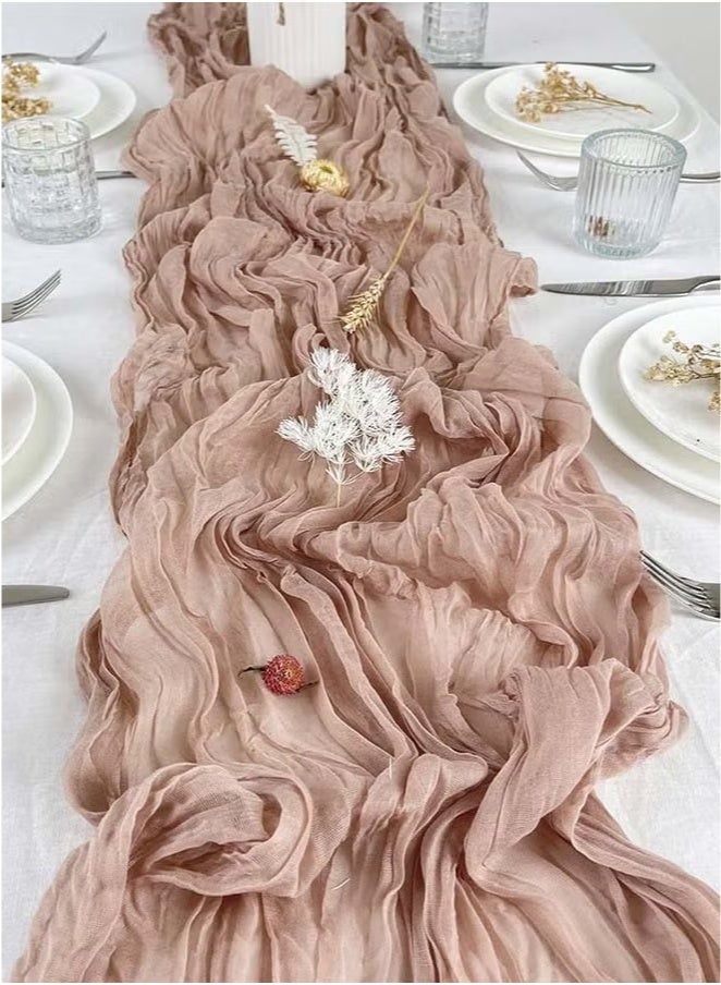 PINKSAMA Cheesecloth Table Runner, 90 x 400 cm Boho Gauze Table Decor, Translucent Tablecloth for Wedding Reception Bridal Shower Party Decoration Table Centerpiece - Image 5