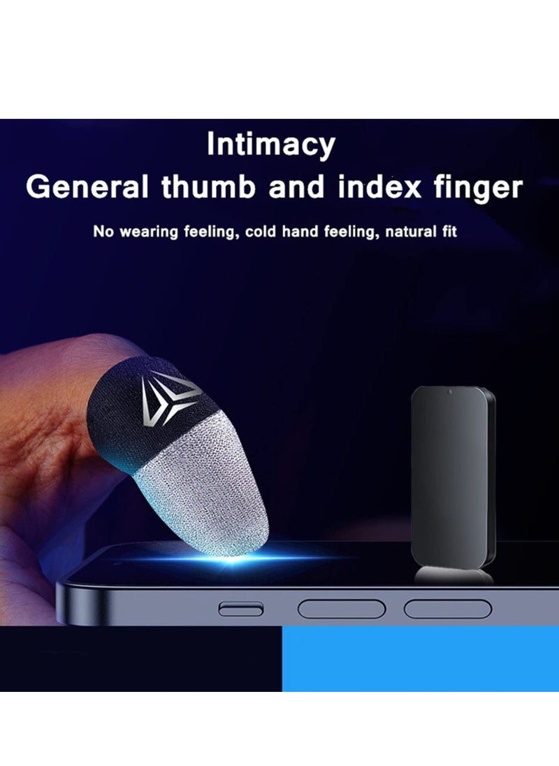 Generic 4pcs Gaming Finger gloves,Paired With A Metal Storage Box,100% Visible Silver Fibers,Just Right Pressure/Breathable/Sweatproof（Silver black）  - Image 3