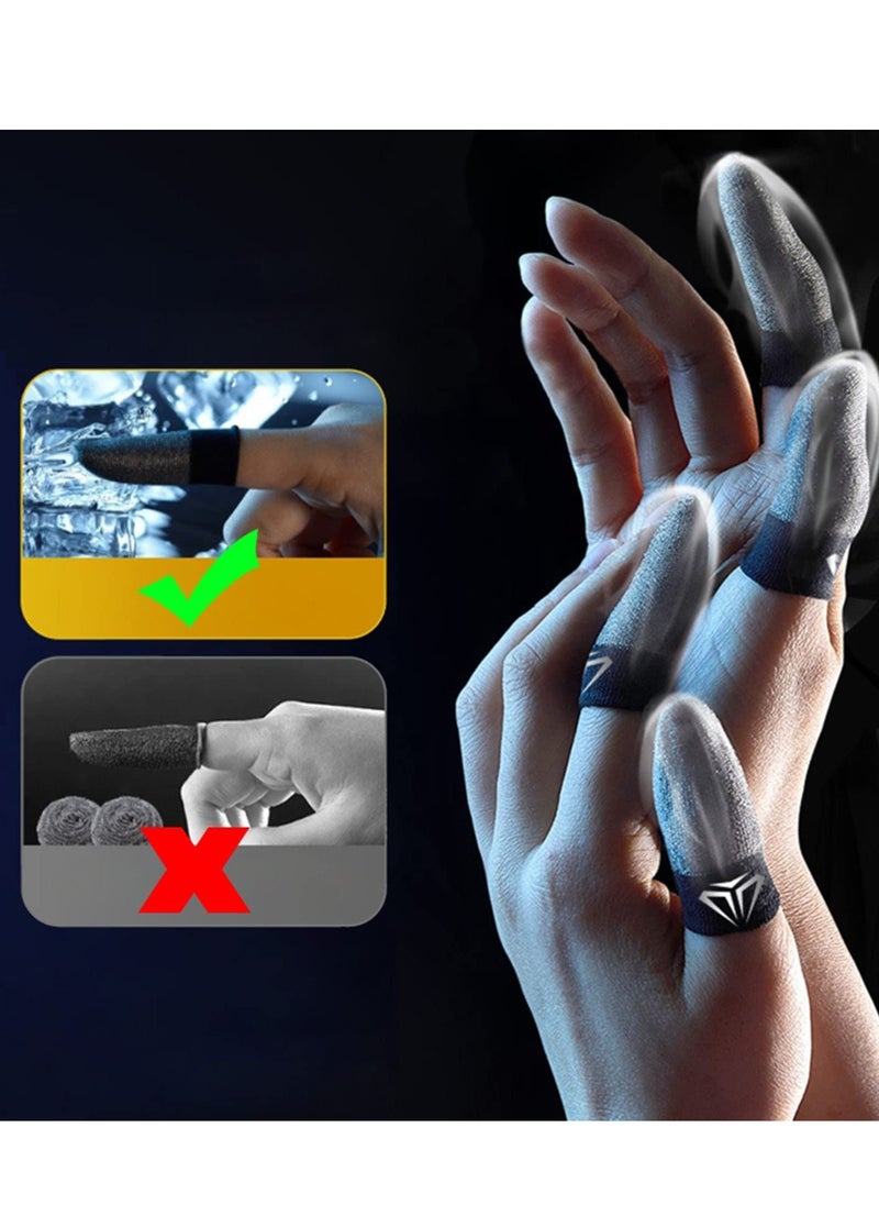 Generic 4pcs Gaming Finger gloves,Paired With A Metal Storage Box,100% Visible Silver Fibers,Just Right Pressure/Breathable/Sweatproof（Silver black）  - Image 5