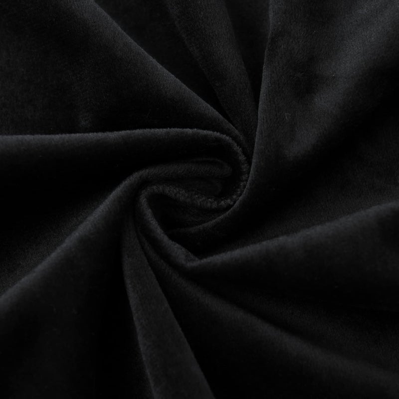 OYRING Black Rod Pocket Velvet Window Curtains Valance for Living Room - Large Waterfall Valance for Bedroom (1 Panel, Black, W110) - Image 5