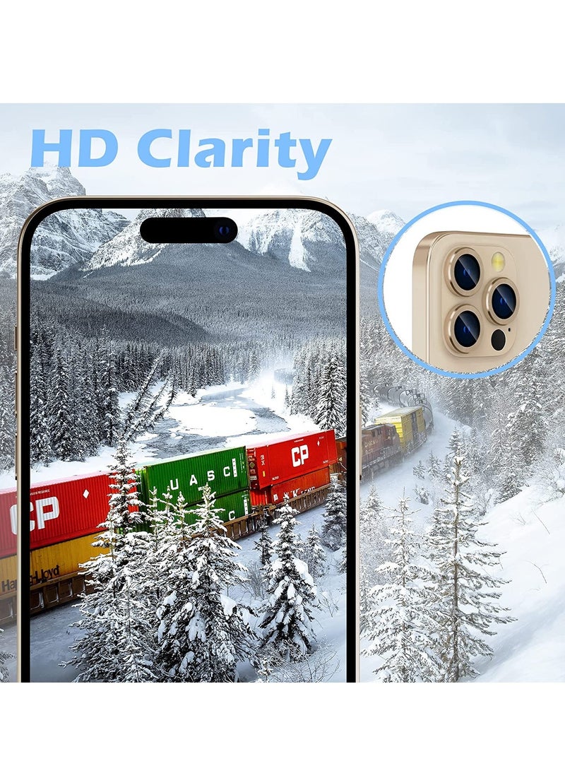 ELTRAZONE Camera Lens Protector for iPhone 14 Pro/iPhone 14 Pro Max, Alloy Metal Individual Ring, Anti Scratch HD Tempered Glass Lens Screen Protector Cover Film, Case Friendly, Gold - Image 2