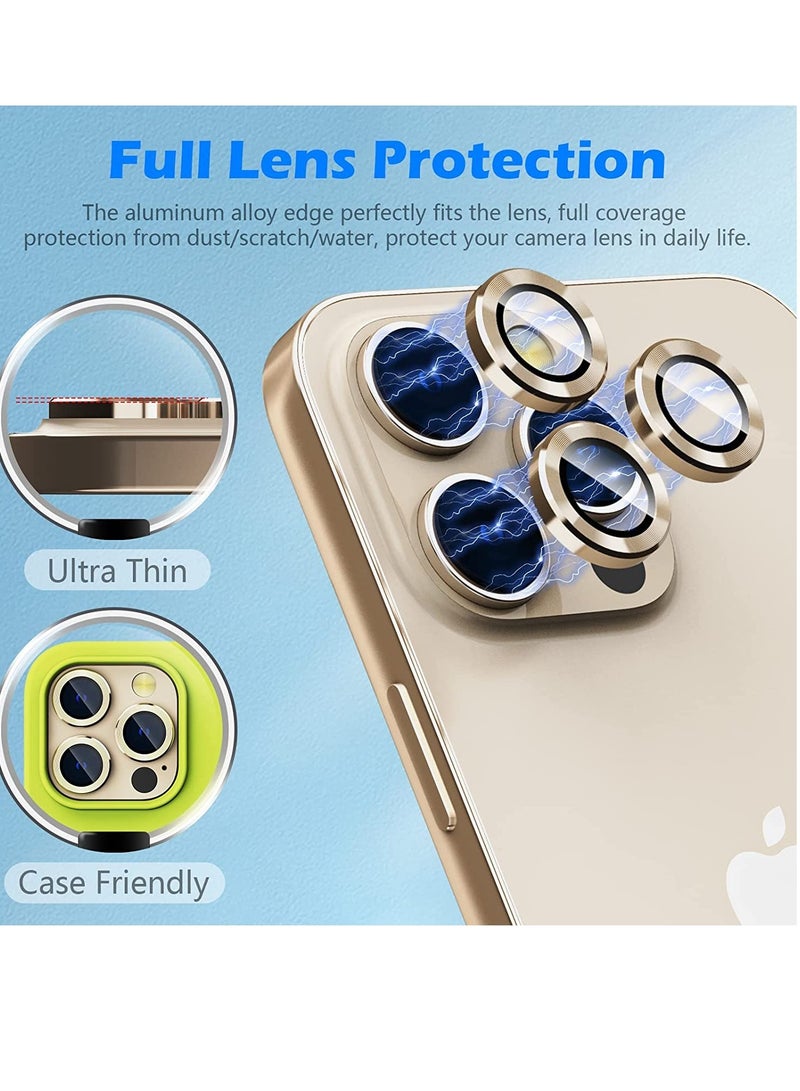 ELTRAZONE Camera Lens Protector for iPhone 14 Pro/iPhone 14 Pro Max, Alloy Metal Individual Ring, Anti Scratch HD Tempered Glass Lens Screen Protector Cover Film, Case Friendly, Gold - Image 5