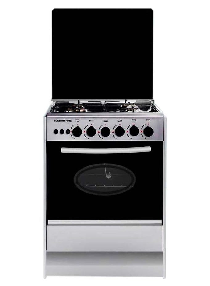 Techno Fire Gas Cooker, 4 Burners, 55 x 55 cm, Silver-TF80SG
