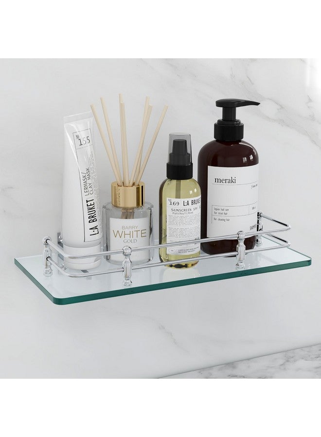 فورتون رف زجاجي شفاف متعدد الأغراض معلق على الحائط من FORTUNE للحمام أو غرفة المعيشة، إكسسوارات الحمام 12 × 6 بوصة - (عبوة من 3 قطع) - Image 4