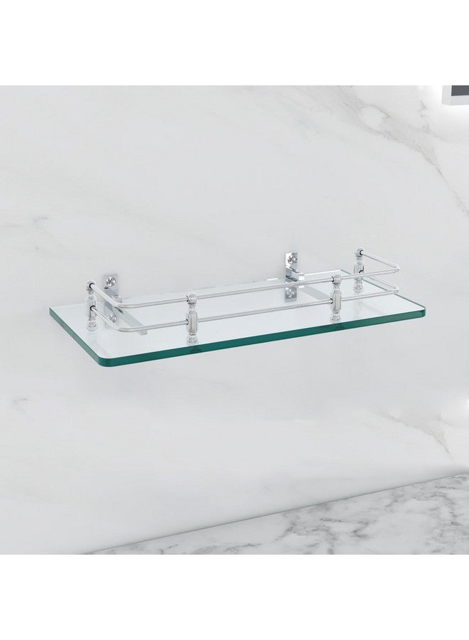 فورتون رف زجاجي شفاف متعدد الأغراض معلق على الحائط من FORTUNE للحمام أو غرفة المعيشة، إكسسوارات الحمام 12 × 6 بوصة - (عبوة من 3 قطع) - Image 5