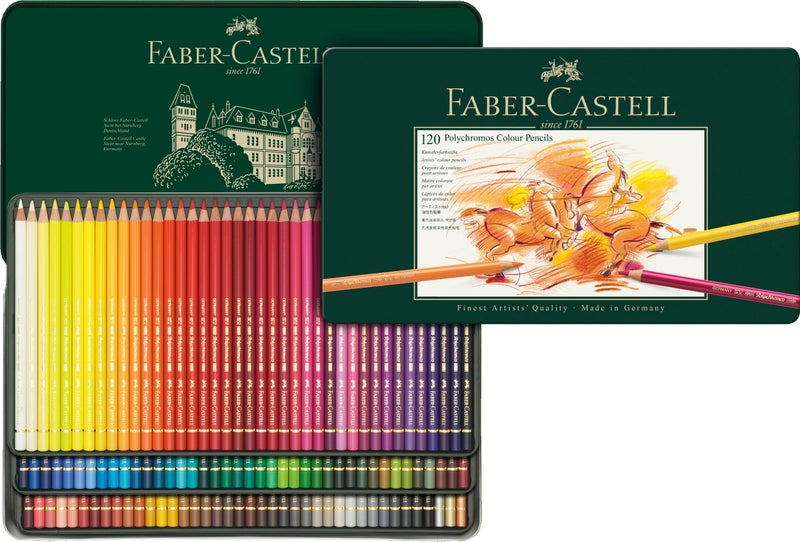 Faber-Castell Polychromos Artists' Color Pencils - Tin of 120 Colors - Premium Quality Artist Pencils - Image 1