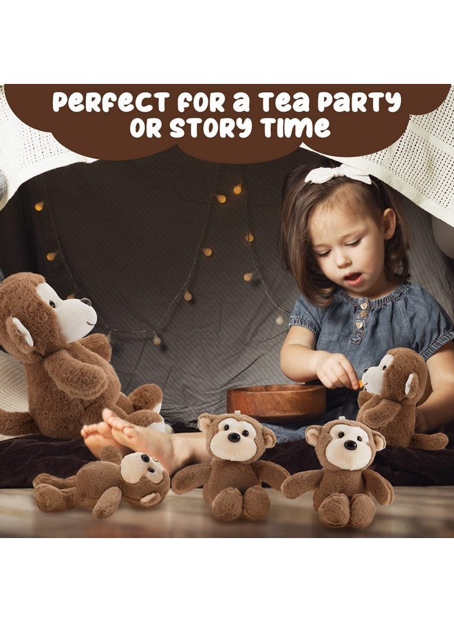 5 Pcs Monkey Stuffed Animals Large Monkey Plush Toy With 4 Cute Plush Baby Monkeys Soft Stuffed Monkey Plush Toy Cuddly Monkey Plushie For Boys And Girls Birthday Gifts Party Favors