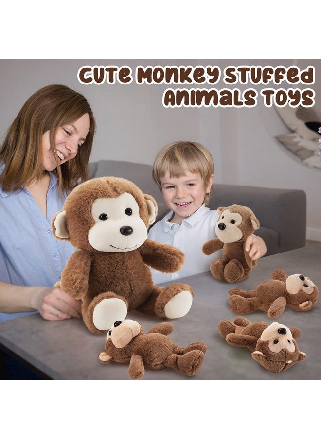 5 Pcs Monkey Stuffed Animals Large Monkey Plush Toy With 4 Cute Plush Baby Monkeys Soft Stuffed Monkey Plush Toy Cuddly Monkey Plushie For Boys And Girls Birthday Gifts Party Favors
