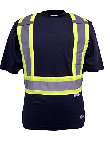 Viking Men's UPF Cotton Lined Safety T-Shirt with 2" Vi-brance Reflective Tape Over 4" Contrasting Tape, Navy - M - Image 2