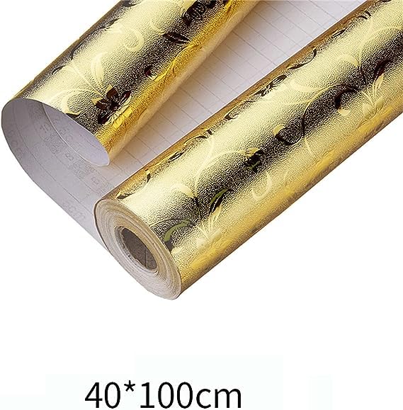 sia SIA VENDORS Kitchen Oil Proof Sticker Wallpaper Backsplash Aluminum foil Oil self-Adhesive Paper Waterproof Heat Resistant Drawer Sticker (12 X 48 Inch, Jasmine Gold) - Image 4