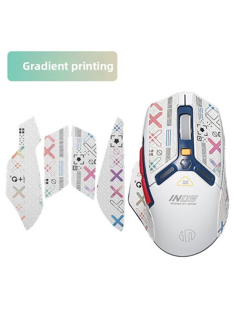Suitable For Infinitic In9 Anti-slip Stickers In9PRO Mouse Stickers Printed Set Anti-sweat And Sweat-absorbent Stickers Palm Stickers Back Stickers-Color:[half Pack] Gradient Color Print Mouse Sticker [free Cleaning Cotton]