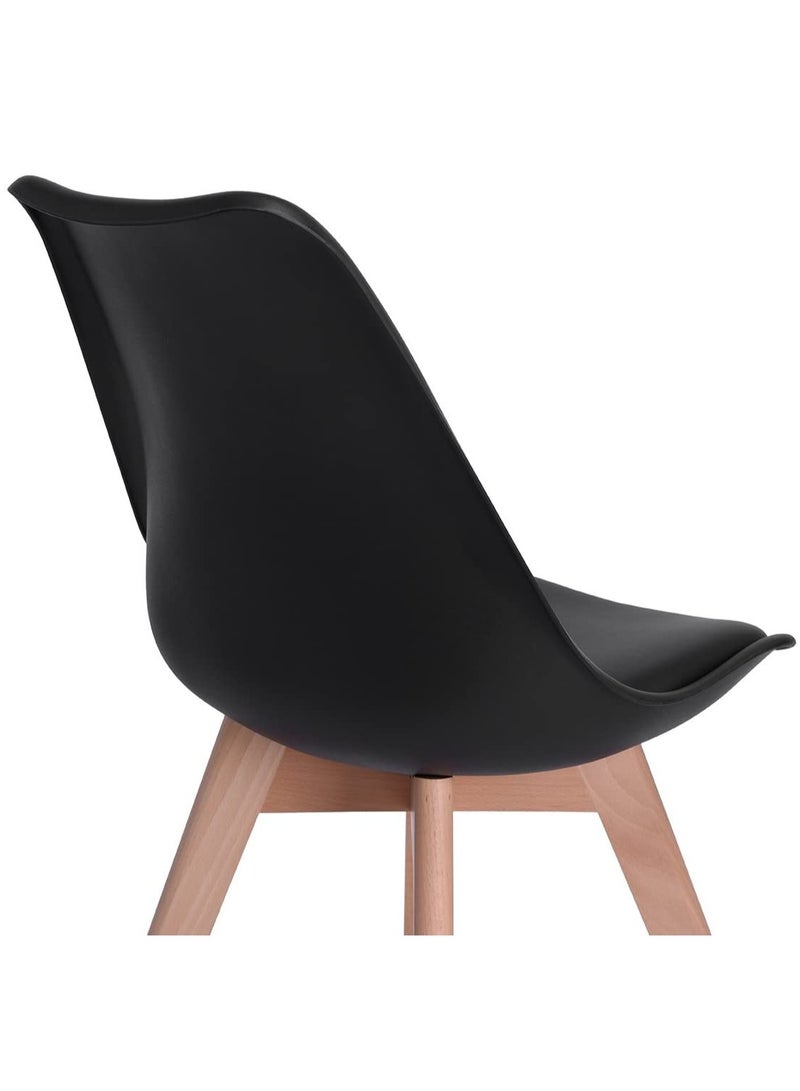 AL WADI FURNITURE مكتب قابل للقفل من خشب الزان من مجموعة الوادي للأثاث مع كرسي Eames Mid Century Modern باللون الأسود مع أرجل من خشب الزان وكرسي توليب مبطن ناعم  - Image 5