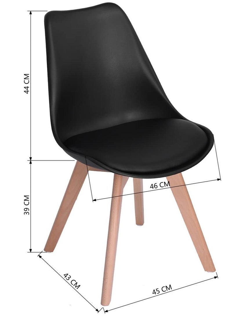 AL WADI FURNITURE مكتب قابل للقفل من خشب الزان من مجموعة الوادي للأثاث مع كرسي Eames Mid Century Modern باللون الأسود مع أرجل من خشب الزان وكرسي توليب مبطن ناعم  - Image 4