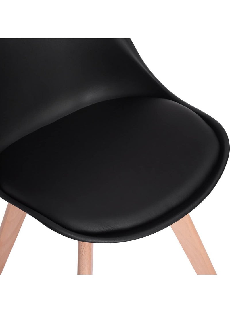 AL WADI FURNITURE مكتب قابل للقفل من خشب الزان من مجموعة الوادي للأثاث مع كرسي Eames Mid Century Modern باللون الأسود مع أرجل من خشب الزان وكرسي توليب مبطن ناعم  - Image 3