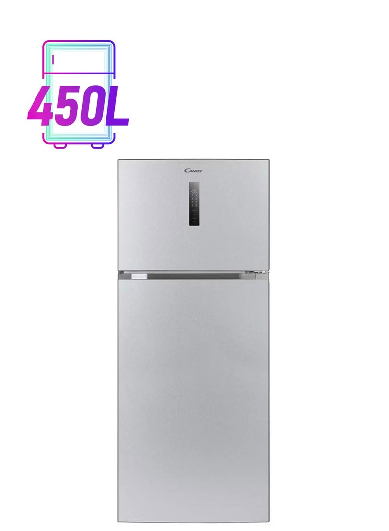 CANDY Double Door Refrigerator 15.9 Cu.ft Freezer 4.6 Cu.ft, 450 L, CDG5T7518CS KSA Silver - Image 1