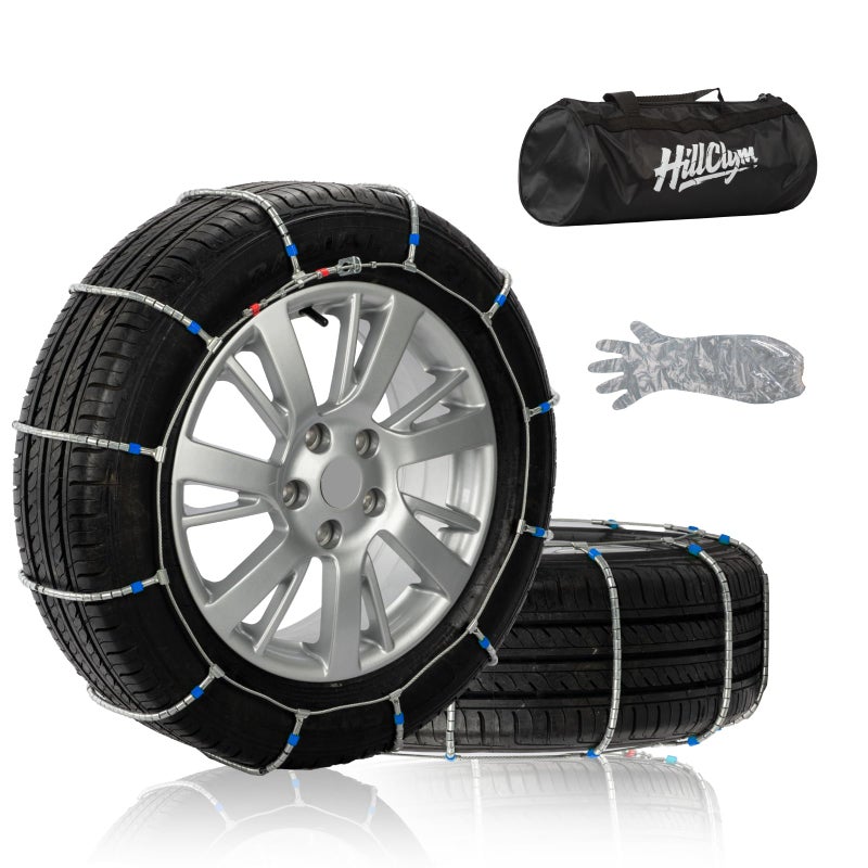 HILLCLYM Snow Chains for Car Tires, Tire Chains for Passenger Cars, Sedan, SUVs, Quick Fit & Easy Installation, Portable Reusable Emergency Tire Traction Chain, Set of 2 (HP1030) - Image 1