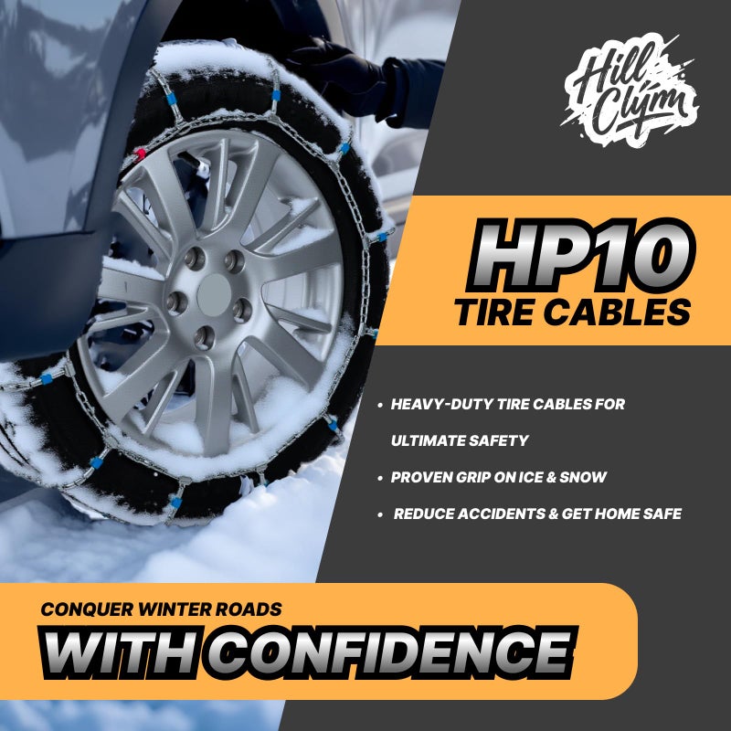 HILLCLYM Snow Chains for Car Tires, Tire Chains for Passenger Cars, Sedan, SUVs, Quick Fit & Easy Installation, Portable Reusable Emergency Tire Traction Chain, Set of 2 (HP1030) - Image 2