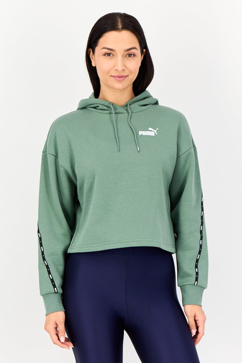 PUMA Women Sportswear Fit Long Sleeve Outdoor Hoodie, Green - Image 1