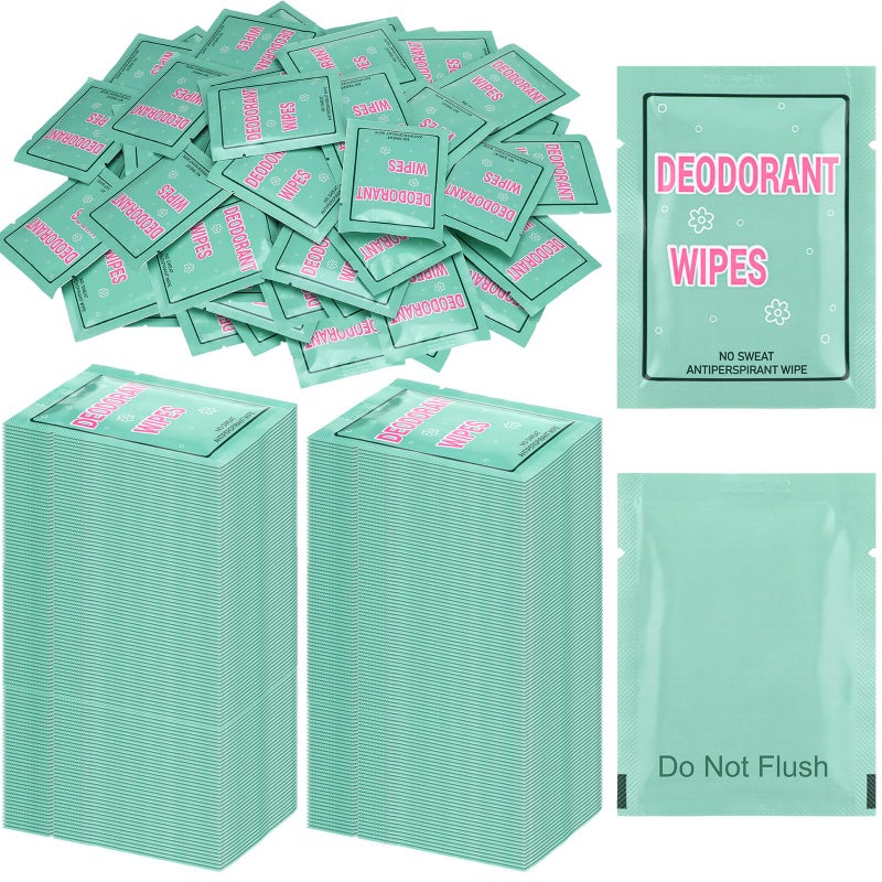 Loopeer 300 Pcs Deodorant Wipes Individually Wrapped Disposable Antiperspirant Towelettes No Alcohol Body Wipes Mini Purse Essentials Fresh Scented Made with Clear Formula for Men and Women