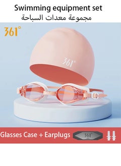 361 Degrees 4 in 1 Swim Goggles and Cap Set, UV 400 Protection Lenses Clear Anti-Fog Swimming Goggles Waterproof No Leaking with Nose Clip + Ear Plugs for Adult Men Women  - Image 1