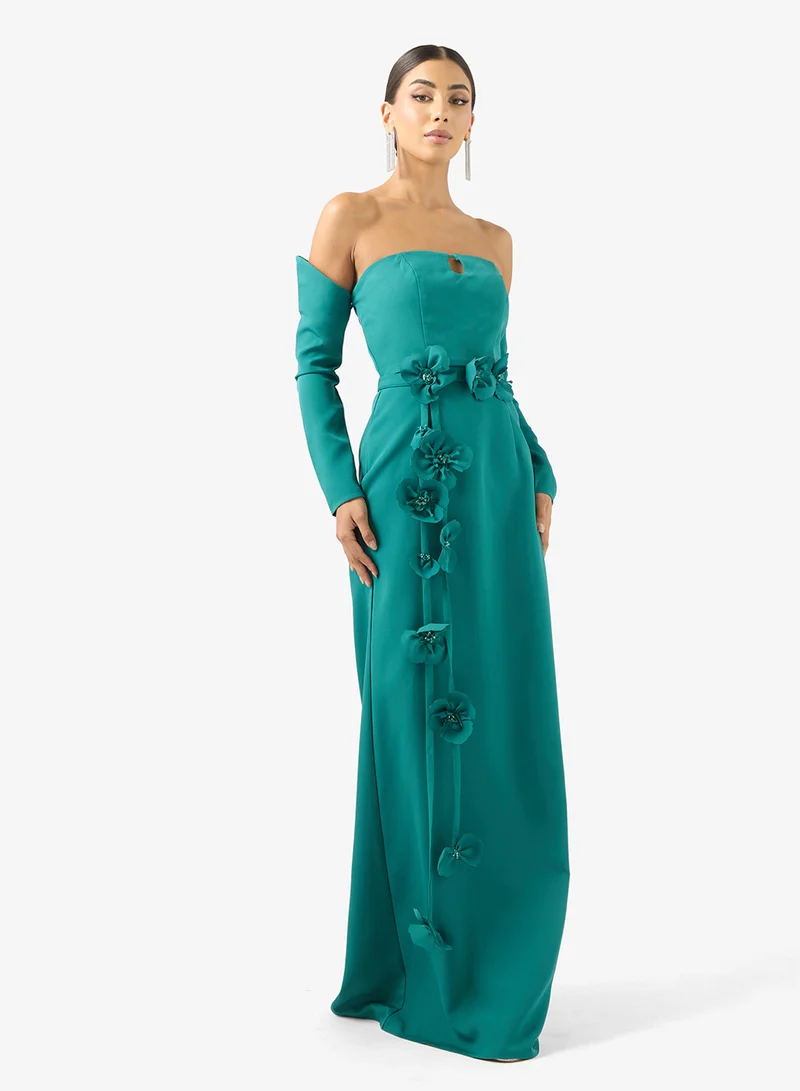 Off Shoulder Long Sleeve Maxi Dress