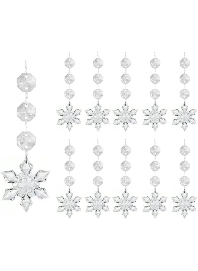 30 PCS Crystal Snowflake Christmas Ornaments for Tree Decorations, Hanging Acrylic Clear Hanging Snowflake Ornaments with Drop Pendants for Winter Wonderland Decor Party Supplies - Image 1
