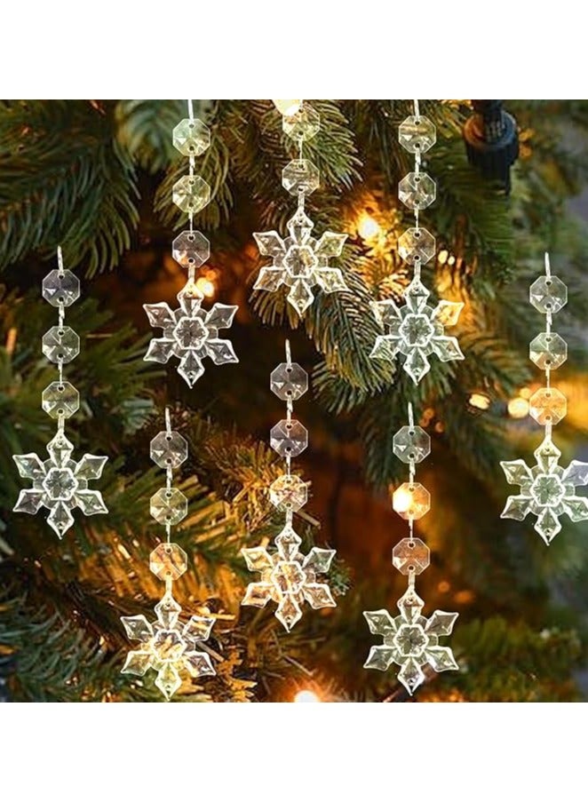 30 PCS Crystal Snowflake Christmas Ornaments for Tree Decorations, Hanging Acrylic Clear Hanging Snowflake Ornaments with Drop Pendants for Winter Wonderland Decor Party Supplies - Image 5