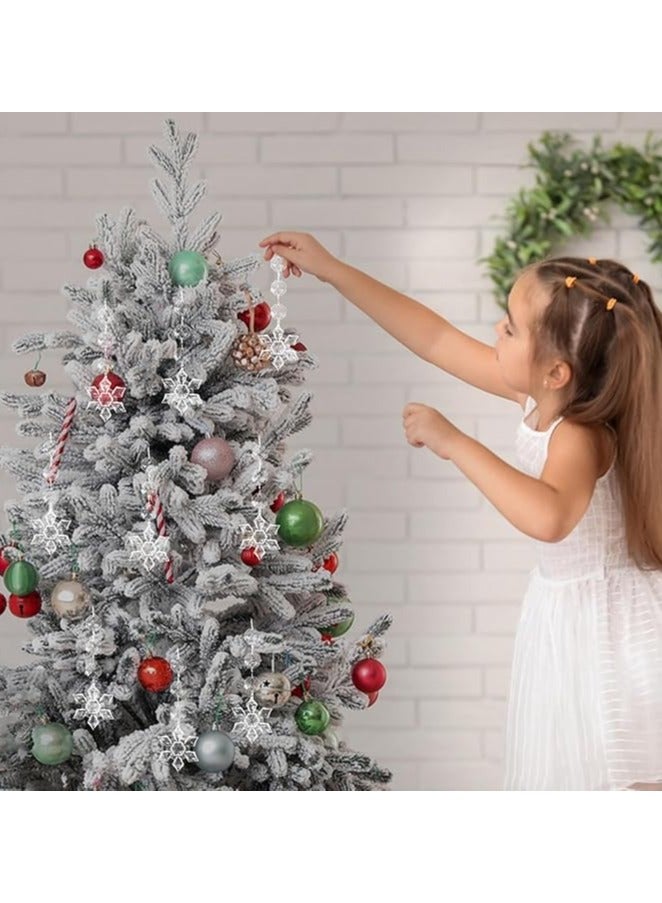 30 PCS Crystal Snowflake Christmas Ornaments for Tree Decorations, Hanging Acrylic Clear Hanging Snowflake Ornaments with Drop Pendants for Winter Wonderland Decor Party Supplies - Image 3