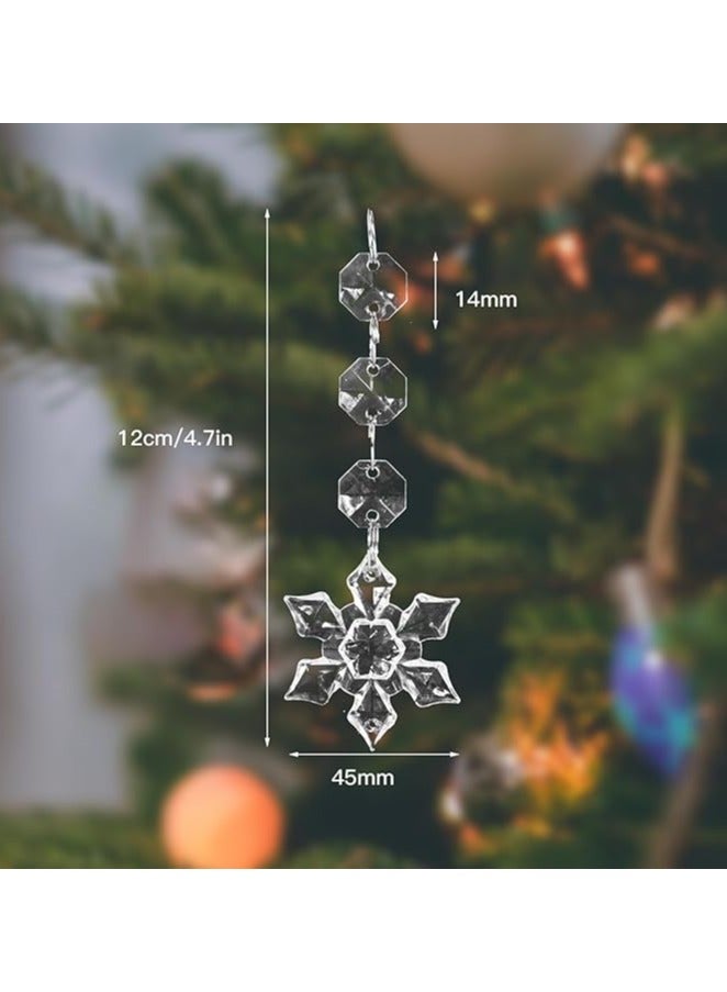 30 PCS Crystal Snowflake Christmas Ornaments for Tree Decorations, Hanging Acrylic Clear Hanging Snowflake Ornaments with Drop Pendants for Winter Wonderland Decor Party Supplies - Image 2