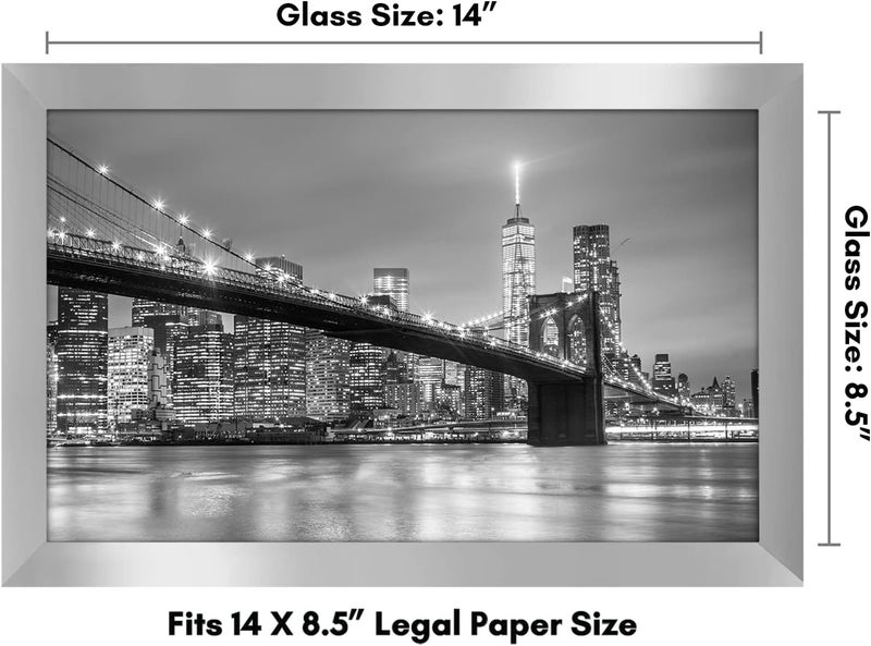 Americanflat 8.5x14 Picture Frame with Shatter-Resistant Glass - Gallery Style Frame with Engineered Wood - Signature Collection - Photo Frame for Wall Display - Silver - Image 2