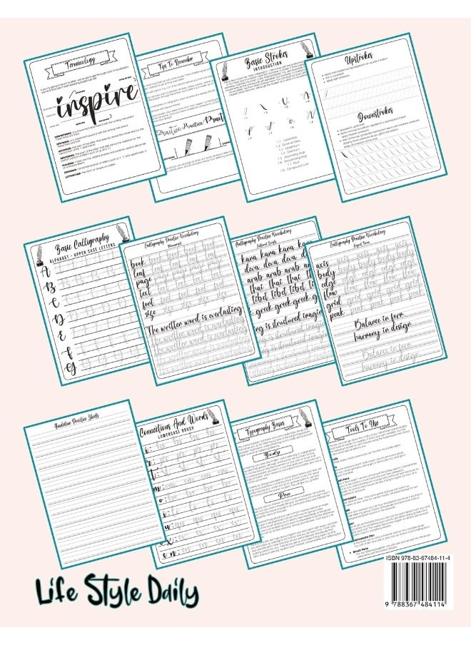 null - Calligraphy Workbook for Beginners: Simple and Modern Handwriting - A Beginner's Guide to Mindful Lettering, Transforming Your Notes into Art and Unleashing the Beauty of Penmanship - Image 1