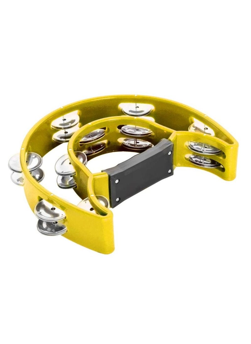 null - Mike Music Half Moon Musical Tambourine Double Row Metal Jingles Hand Held Percussion Drum for Gift KTV Party Kids Toy with Ergonomic Handle Grip yellow - Image 1