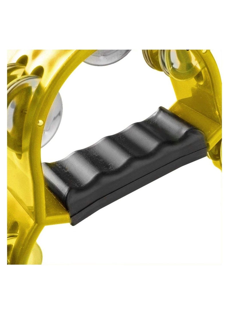 null - Mike Music Half Moon Musical Tambourine Double Row Metal Jingles Hand Held Percussion Drum for Gift KTV Party Kids Toy with Ergonomic Handle Grip yellow - Image 1