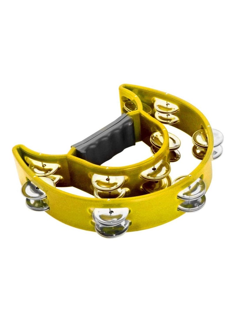 null - Mike Music Half Moon Musical Tambourine Double Row Metal Jingles Hand Held Percussion Drum for Gift KTV Party Kids Toy with Ergonomic Handle Grip yellow - Image 1