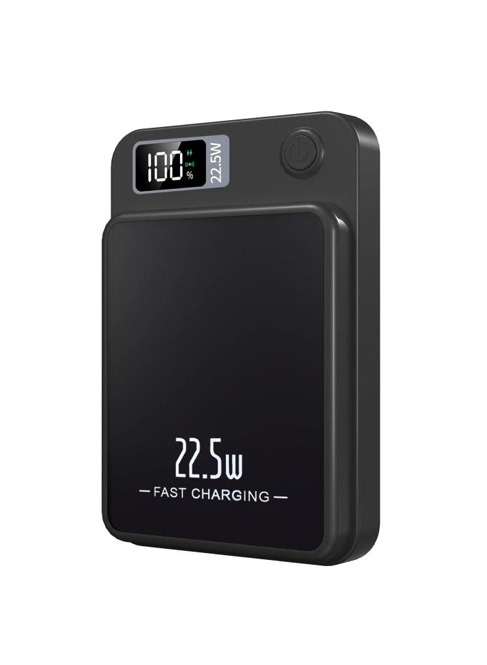 xinzhen P110 Power Bank 5000mAh Magnetic Wireless Charger, 22.5W Fast Charging, Type-C, LED Display, Ultra Slim, Portable for Outdoor Use Black  - Image 5