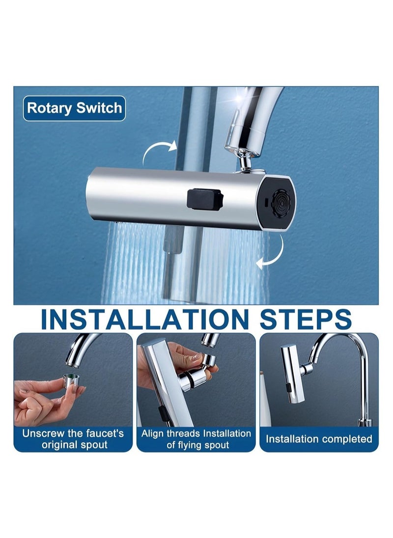 DMG TECH Tap Extension, 1080° Rotatable Aerator Tap,Universal rotating faucet,Splash Water Filter Tap Kitchen with 3 Modes Spray Head for Kitchen Bathroom  - Image 4