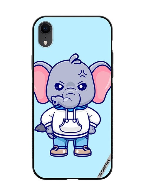 Protective Case Cover For Apple iPhone XR Cute Angry Elephant Wearing Hoodie Design Multicolour