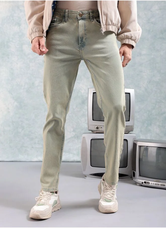 The Indian Garage Co Men Slim Fit Solid Mid-Rise Stretchable Jeans