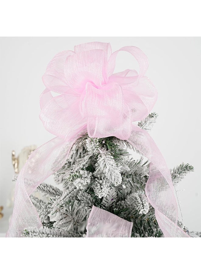 Pink Wired Ribbon 4CM Metallic Light Pink Crinkle Sheer Ribbon for Baby Shower Christmas Tree Wreaths Bows Rustic Wedding Gift Wrapping Farmhouse Crafts 10 Yards - Image 3